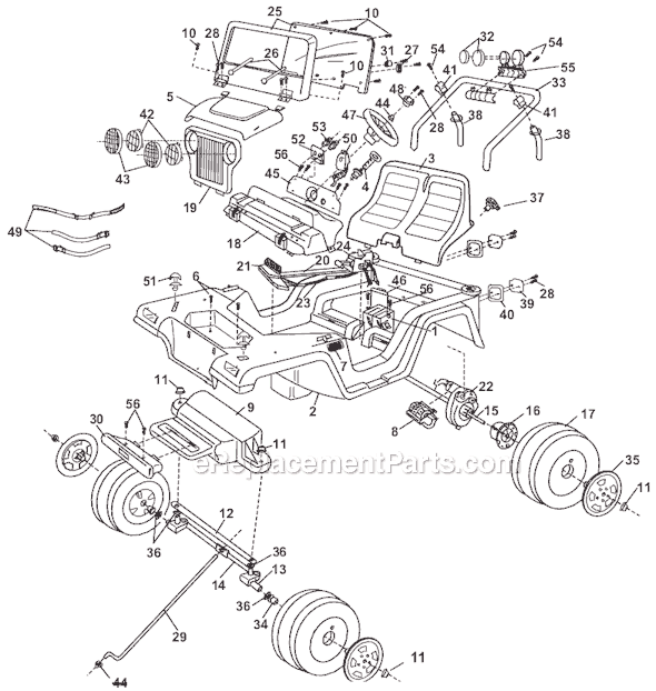 Page A Diagram and Parts List for 78490-9993 Before 03/21/98 Power Wheels Ride-On Cars